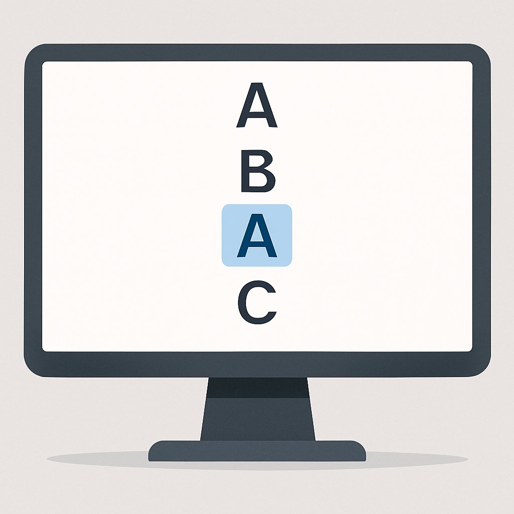 Screenshot of 1-Back letters attention task