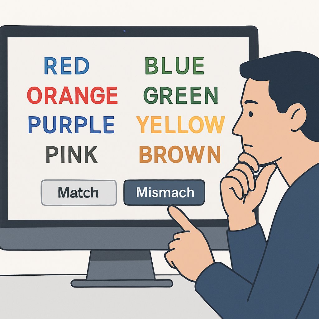 Screenshot of Stroop Test selective attention game